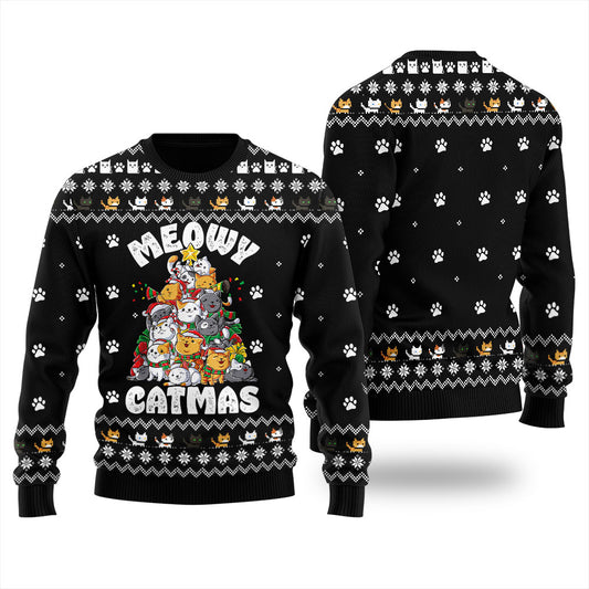 Cat Xmas Tree Christmas Sweater Women