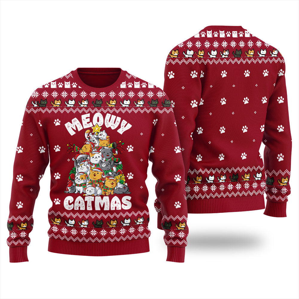 Cat Xmas Tree Christmas Sweater Women