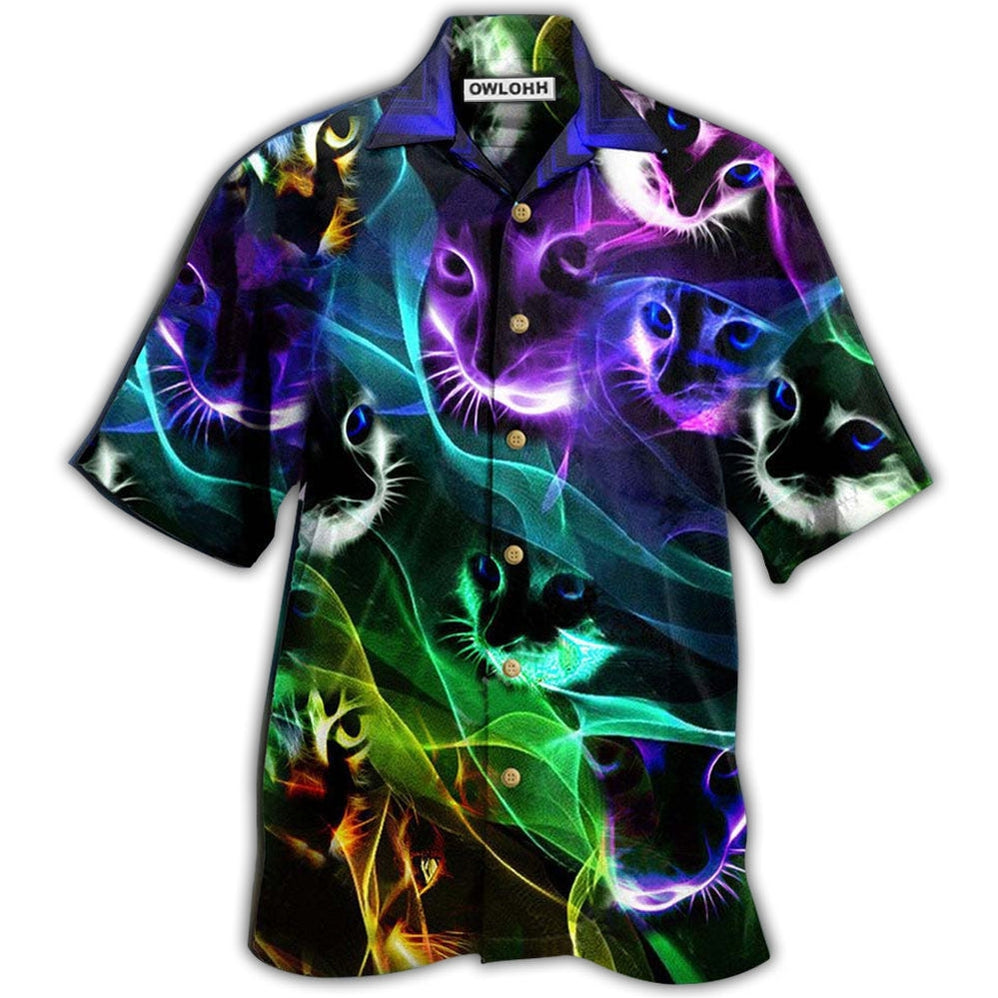 Hawaiian Shirt / Adults / S Cat Awesome Flash Neon Style - Hawaiian Shirt 