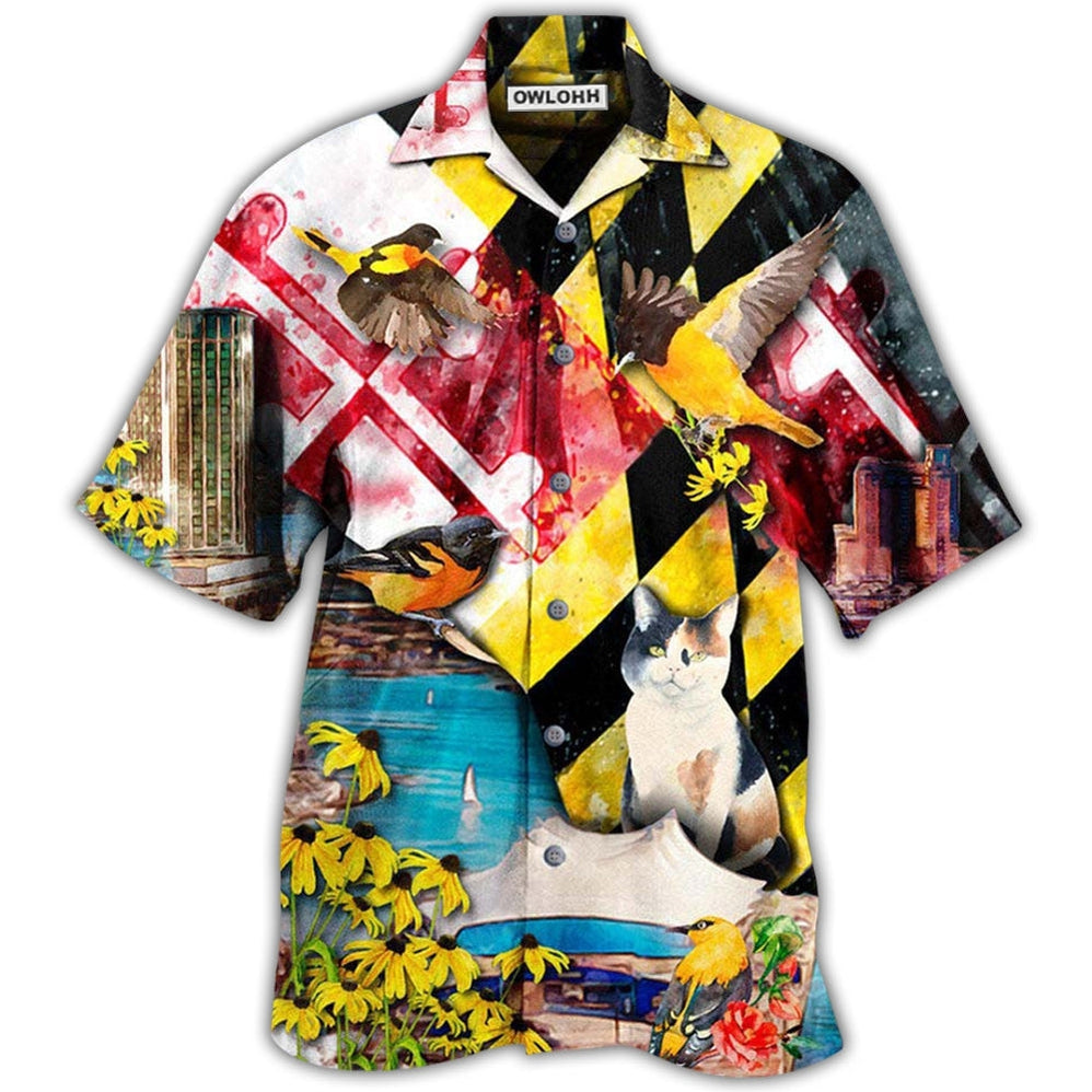 Hawaiian Shirt / Adults / S Cat Beautiful Maryland State - Hawaiian Shirt 