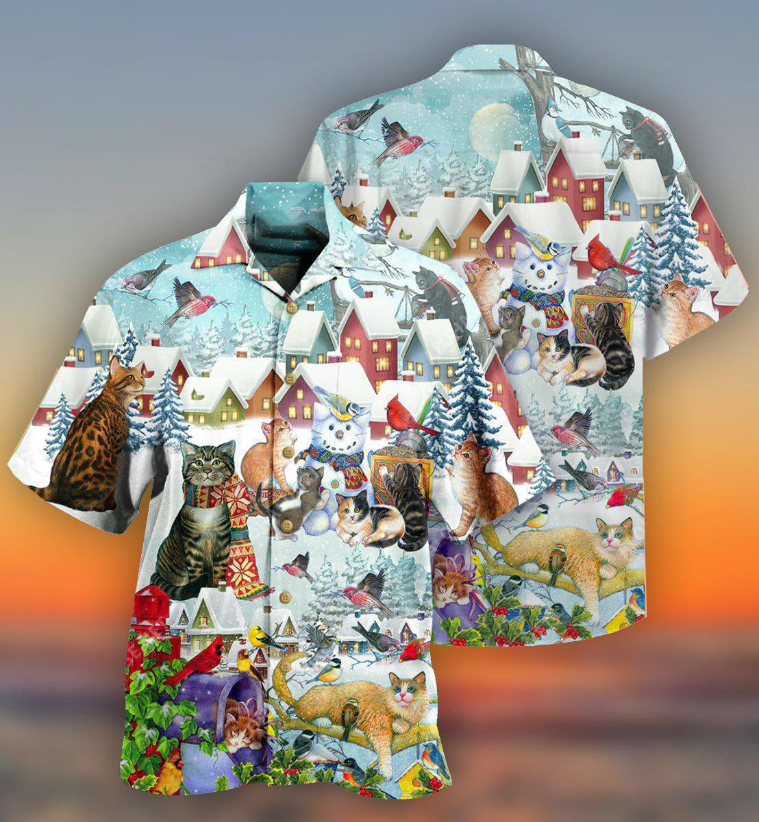 Cat Bird Winter Beautiful - Hawaiian Shirt 