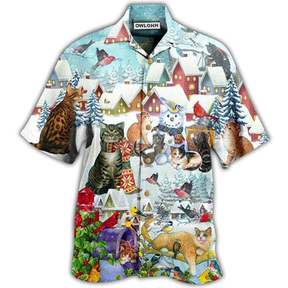 Hawaiian Shirt / Adults / S Cat Bird Winter Beautiful - Hawaiian Shirt 