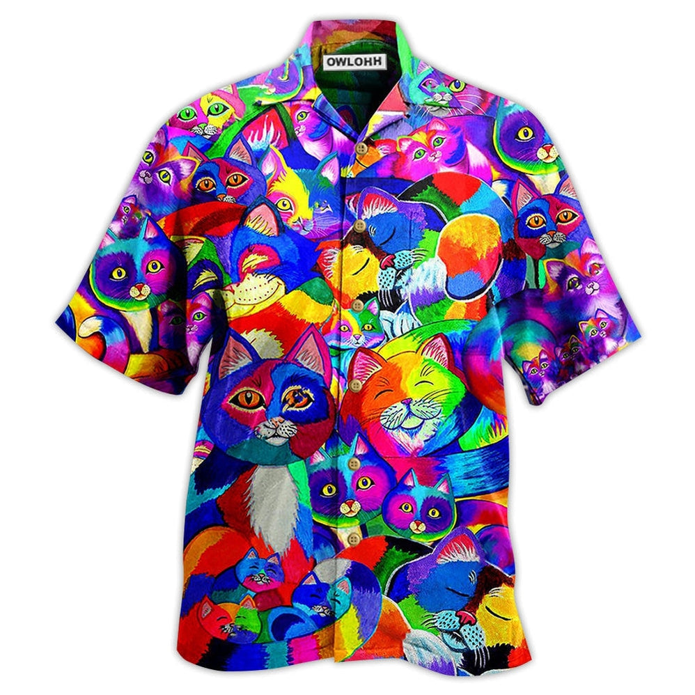 Hawaiian Shirt / Adults / S Cat Colorful Rainbow - Hawaiian Shirt 
