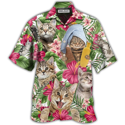 Hawaiian Shirt / Adults / S Cat Funny Tabby Cat Tropical Floral - Hawaiian Shirt 