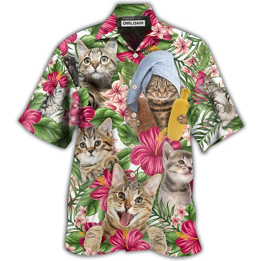 Hawaiian Shirt / Adults / S Cat Funny Tabby Cat Tropical Floral - Hawaiian Shirt 