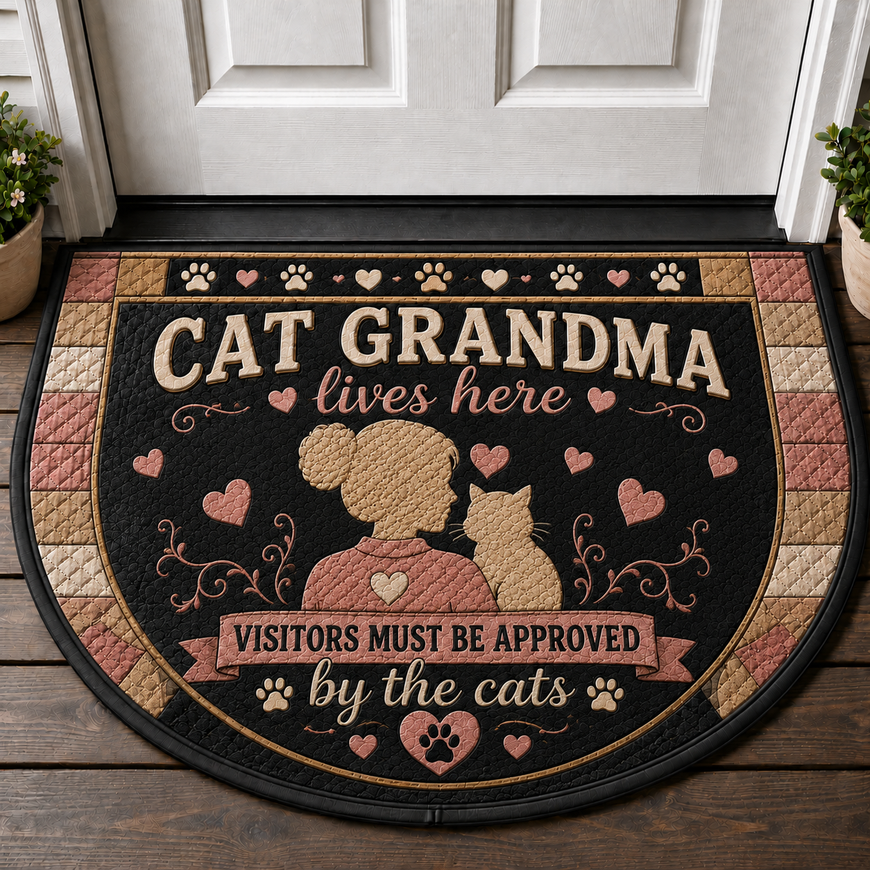 Indoor Cat Lives Here Doormat - Funny Cat Bedtime Welcome Mat - 5to9vibe