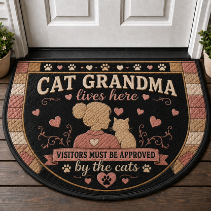 Indoor Cat Lives Here Doormat - Funny Cat Bedtime Welcome Mat - 5to9vibe