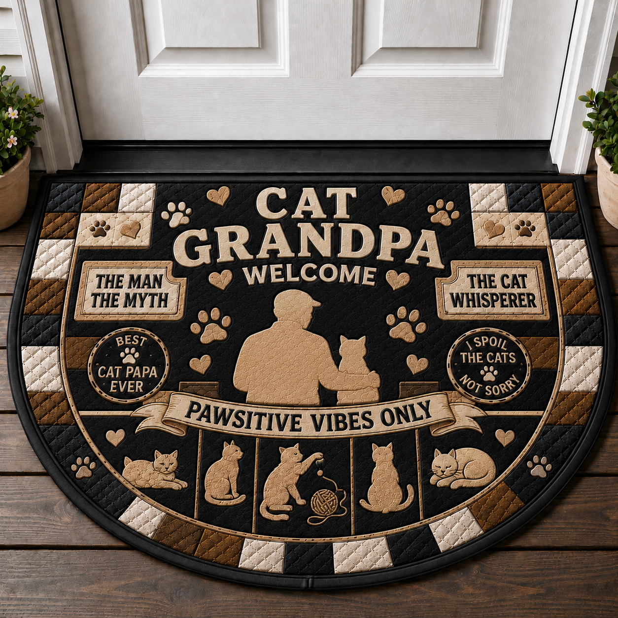 Indoor Cat Lives Here Doormat - Funny Cat Bedtime Welcome Mat - 5to9vibe