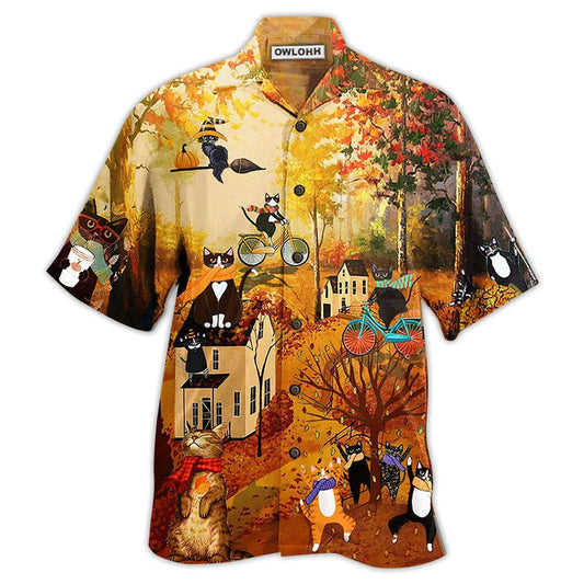 Hawaiian Shirt / Adults / S Cat Happy Fall Y'All Cat - Hawaiian Shirt 