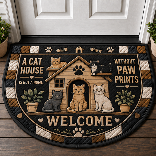 A Cat House Is Not A Home Doormat - Paw Prints Pet Lover Welcome Mat - 5to9vibe