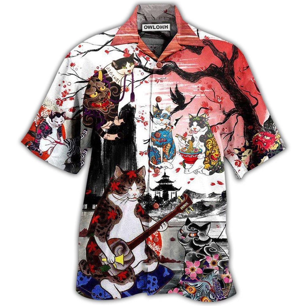 Hawaiian Shirt / Adults / S Cat Japanese Art Style - Hawaiian Shirt 