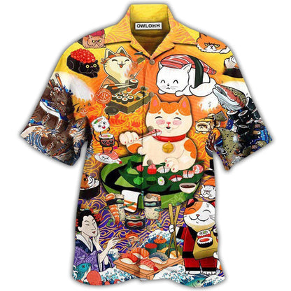 Hawaiian Shirt / Adults / S Cat Keep Calm And Eat Sushi - Hawaiian Shirt 