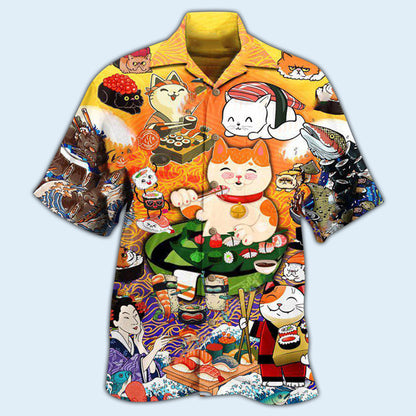 Cat Keep Calm And Eat Sushi - Hawaiian Shirt 