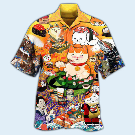 Cat Keep Calm And Eat Sushi - Hawaiian Shirt 