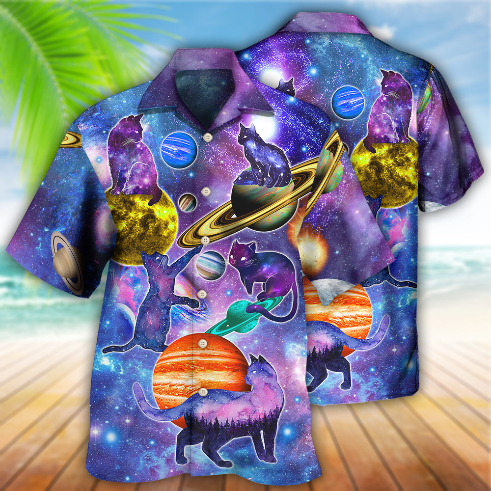 Cat Love Galaxy Colorfull - Hawaiian Shirt 