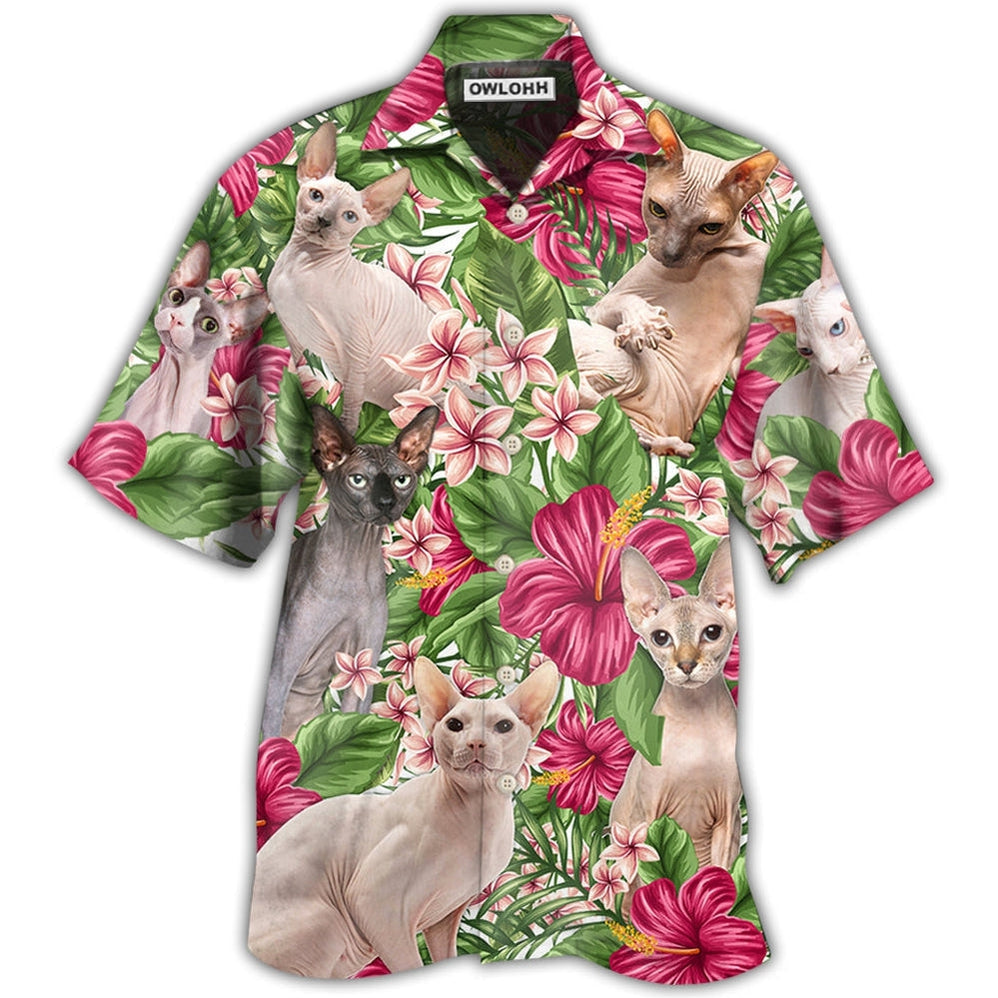 Hawaiian Shirt / Adults / S Cat Lovely Sphynx cat Tropical Floral - Hawaiian Shirt 