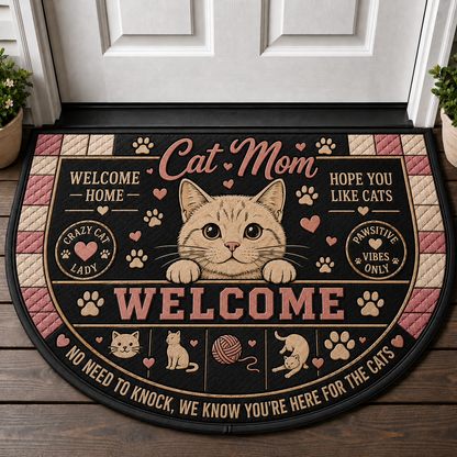Indoor Cat Lives Here Doormat - Funny Cat Bedtime Welcome Mat - 5to9vibe
