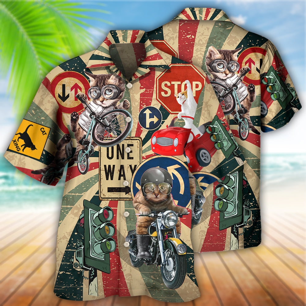 Cat On My Way Funny - Hawaiian Shirt 