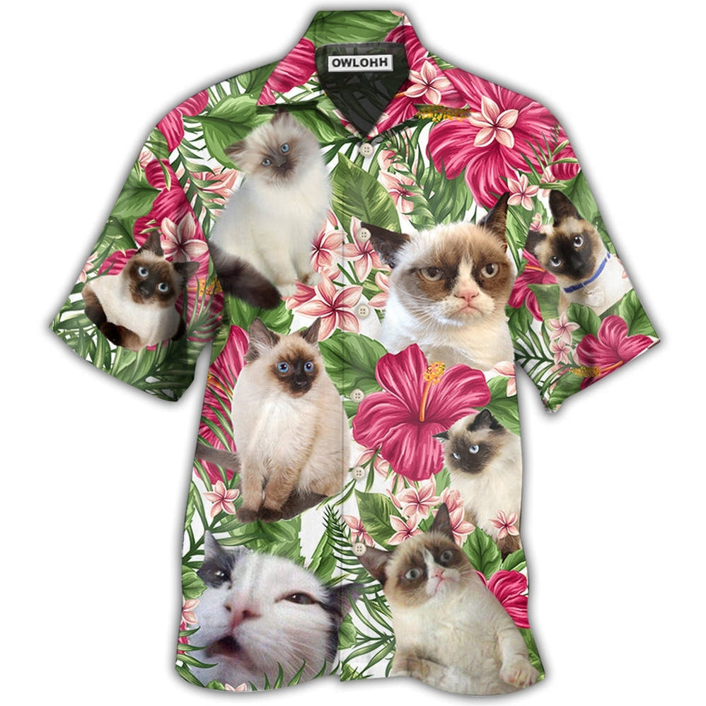 Hawaiian Shirt / Adults / S Cat Tropical Floral Lovely Siamese Cat - Hawaiian Shirt 