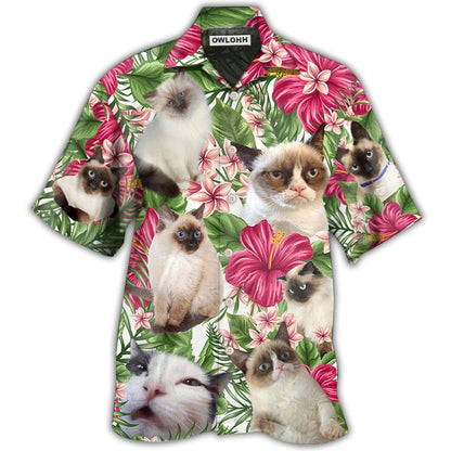 Hawaiian Shirt / Adults / S Cat Tropical Floral Lovely Siamese Cat - Hawaiian Shirt 