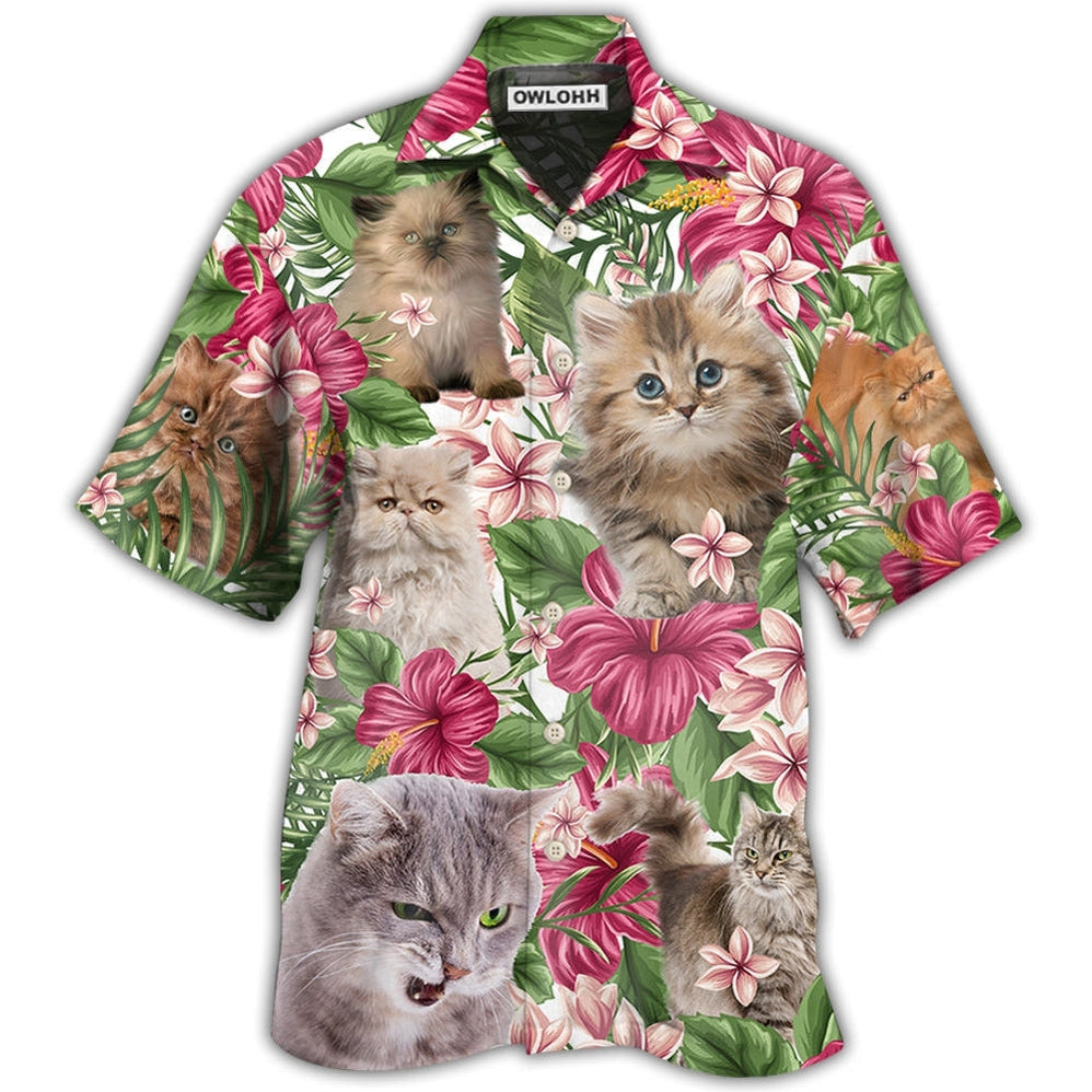 Hawaiian Shirt / Adults / S Cat Tropical Floral Persisan Cat - Hawaiian Shirt 
