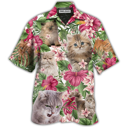 Hawaiian Shirt / Adults / S Cat Tropical Floral Persisan Cat - Hawaiian Shirt 
