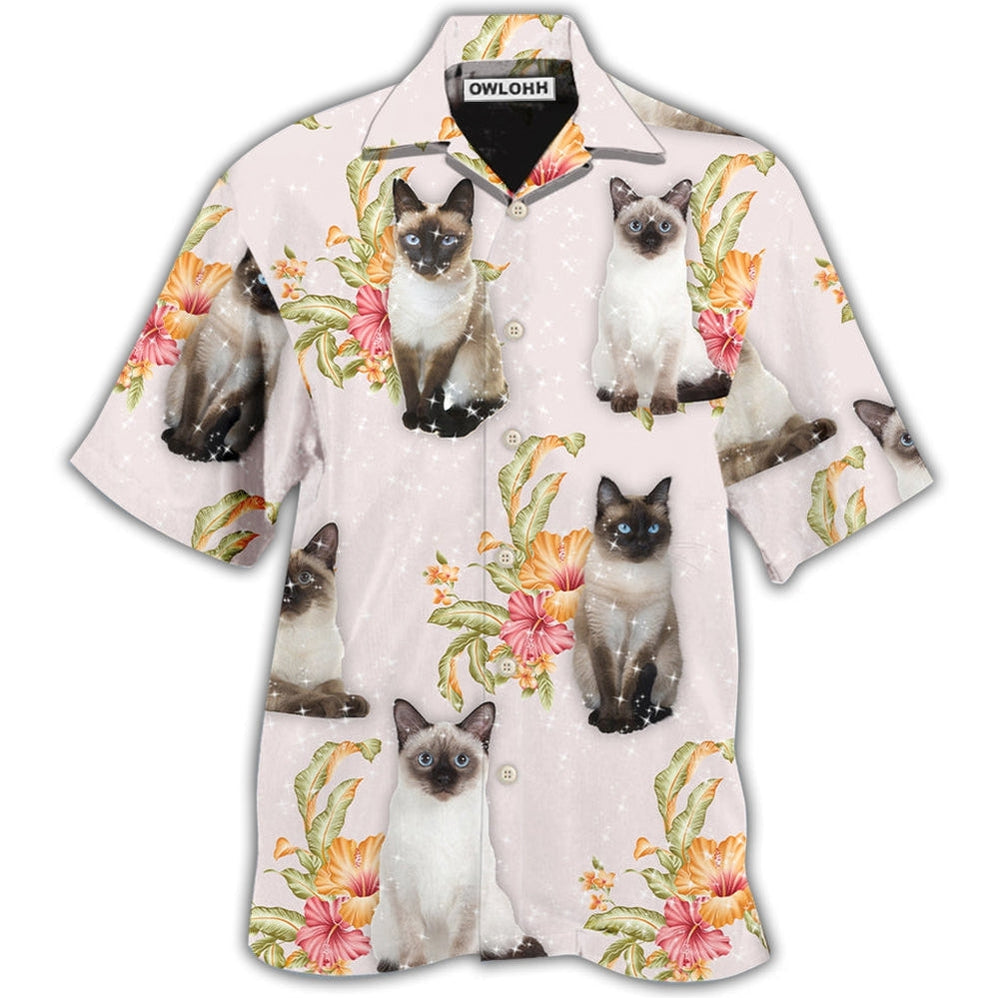 Hawaiian Shirt / Adults / S Cat Tropical Floral Siamese Cat - Hawaiian Shirt 