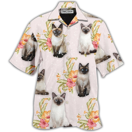 Hawaiian Shirt / Adults / S Cat Tropical Floral Siamese Cat - Hawaiian Shirt 