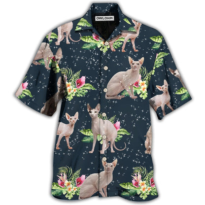 Hawaiian Shirt / Adults / S Cat Tropical Floral Sphynx Cat - Hawaiian Shirt 
