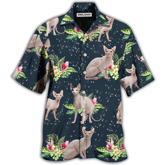 Hawaiian Shirt / Adults / S Cat Tropical Floral Sphynx Cat - Hawaiian Shirt 