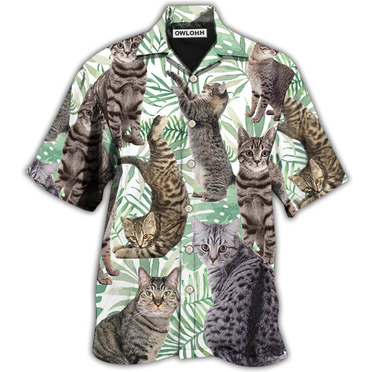 Hawaiian Shirt / Adults / S Cat Tropical Leaf Tabby Cat - Hawaiian Shirt 