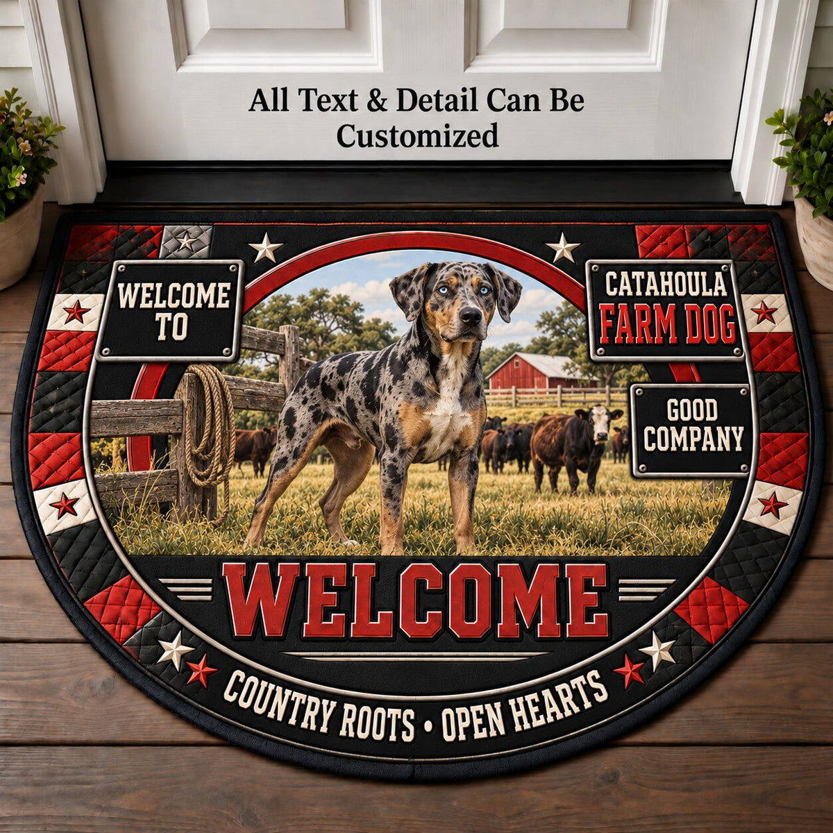 Catahoula Farm Dog Personalized Half Round Mat | 5To9Vibe