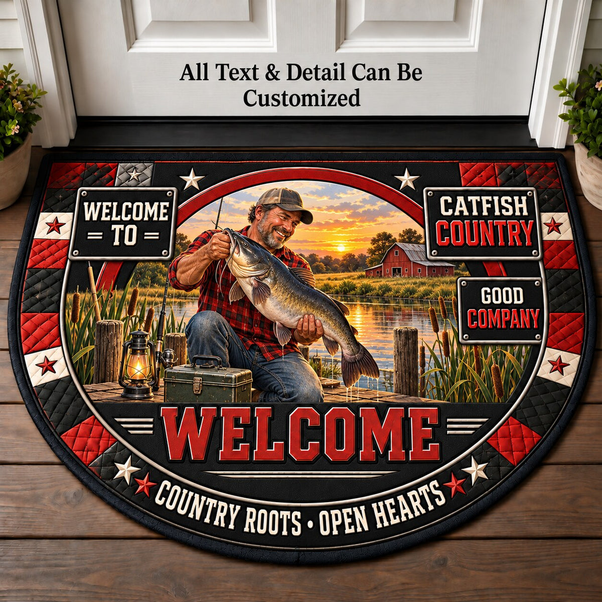 Catfish Country Personalized Half Round Mat | 5To9Vibe