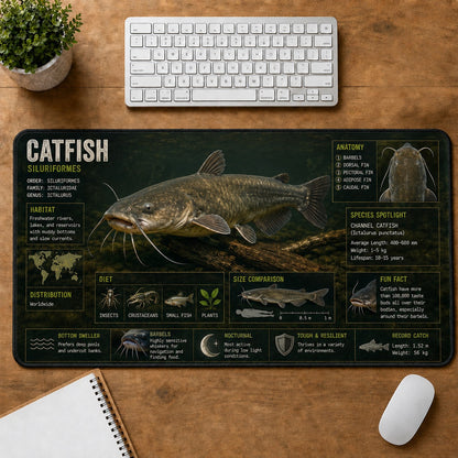 Catfish Fishing Field Guide Desk Mat | 5To9Vibe