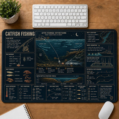 Catfish Fishing Fishing Field Guide Desk Mat | 5To9Vibe