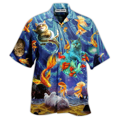 Hawaiian Shirt / Adults / S Cat Dream About Playing With Big Gold Fish - Hawaiian Shirt 