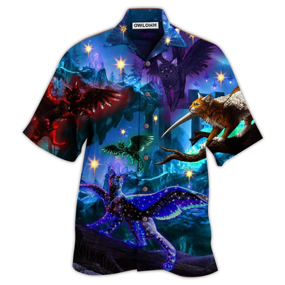 Hawaiian Shirt / Adults / S Cat Fly Love Dark - Hawaiian Shirt 