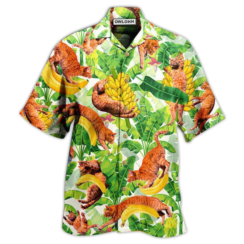 Hawaiian Shirt / Adults / S Cat Funny And Jumping Bananas - Hawaiian Shirt 
