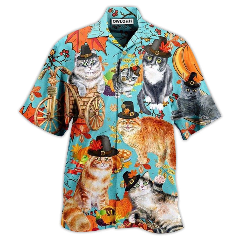 Hawaiian Shirt / Adults / S Cat Happy Thanksgiving - Hawaiian Shirt 
