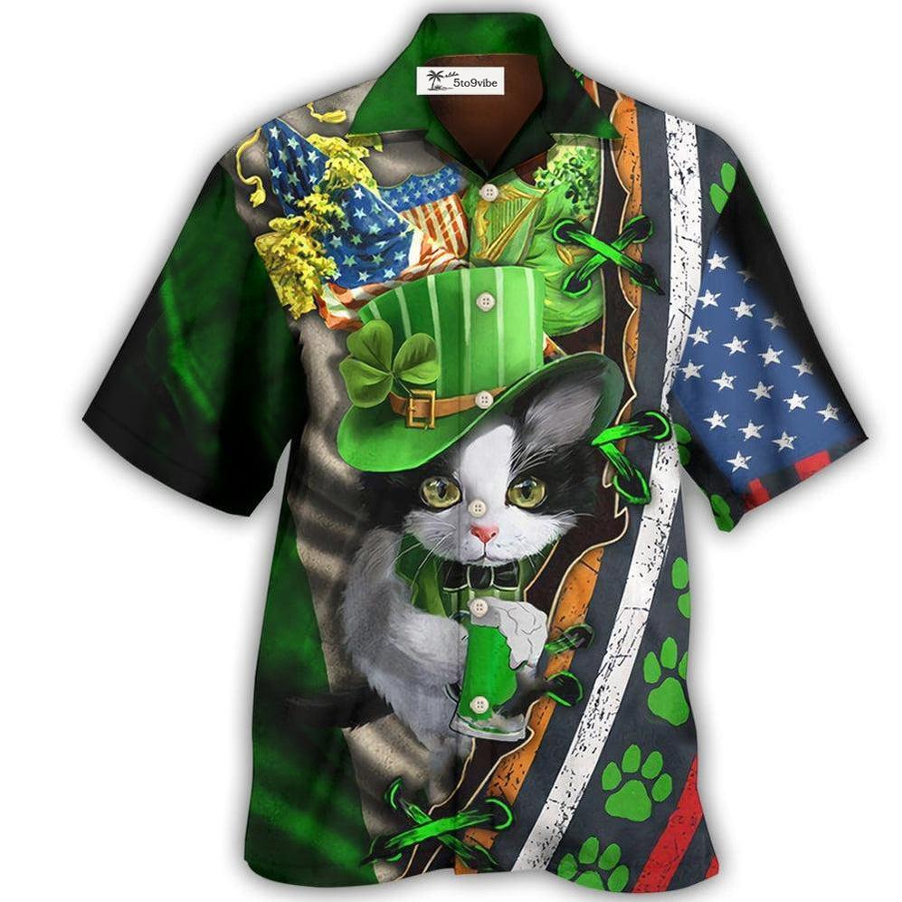 Hawaiian Shirt / Adults / S Irish Black Cat It's Not A Party Until An Irish Cat Show Up - Hawaiian Shirt 
