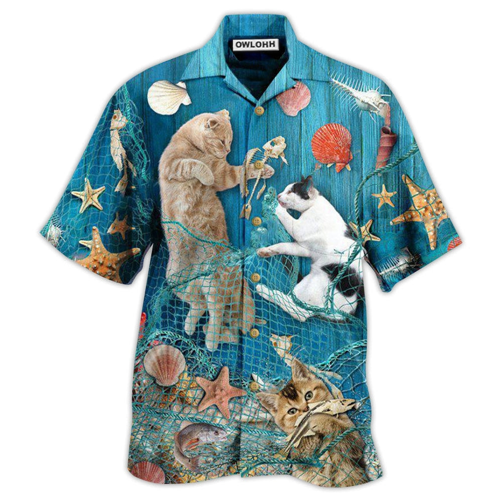 Hawaiian Shirt / Adults / S Cat Lazy On Beach - Hawaiian Shirt 
