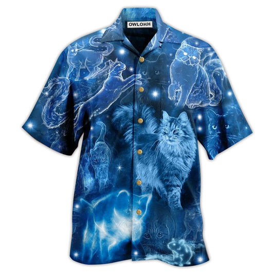 Hawaiian Shirt / Adults / S Cat Love Blue Neon Stunning - Hawaiian Shirt 