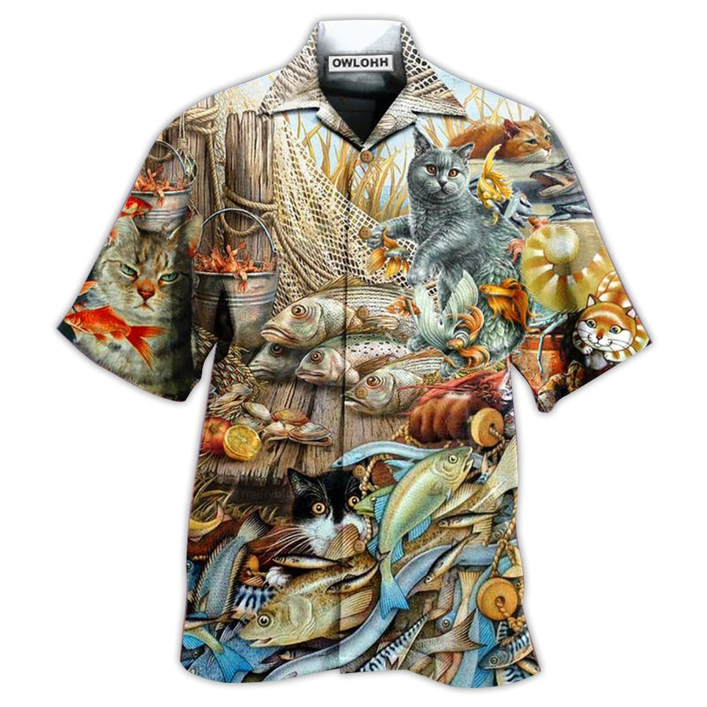 Hawaiian Shirt / Adults / S Cat Love Fish Delicious Meal - Hawaiian Shirt 