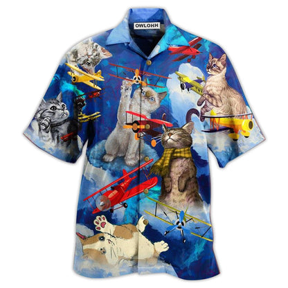 Hawaiian Shirt / Adults / S Cat Love Fly Blue Sky - Hawaiian Shirt 