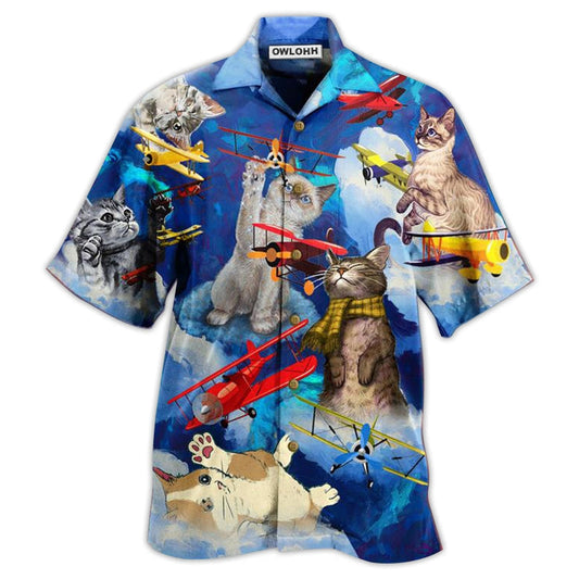 Hawaiian Shirt / Adults / S Cat Love Fly Blue Sky - Hawaiian Shirt 