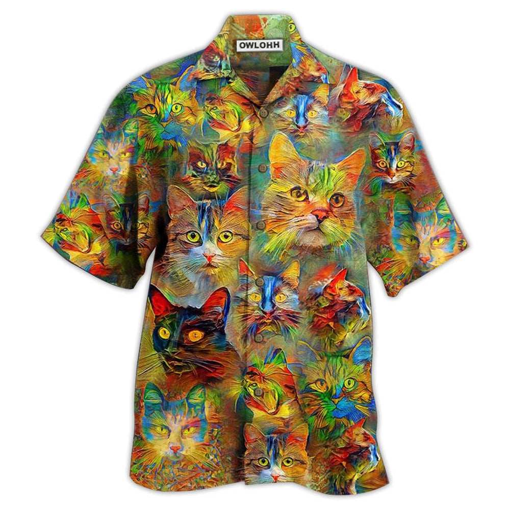 Hawaiian Shirt / Adults / S Cat Beautiful Colorful Painting - Hawaiian Shirt 
