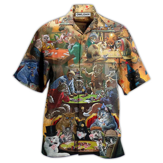 Hawaiian Shirt / Adults / S Cat Play Card Games - Hawaiian Shirt 
