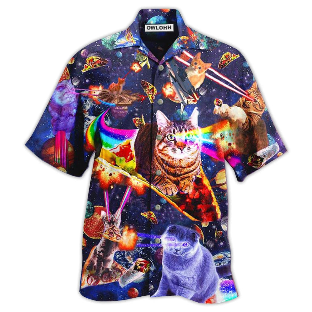 Hawaiian Shirt / Adults / S Cat Ride Food In Space Galaxy - Hawaiian Shirt 