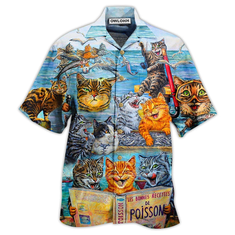 Hawaiian Shirt / Adults / S Cat Taught Man To Fish And Bring It To Them - Hawaiian Shirt 