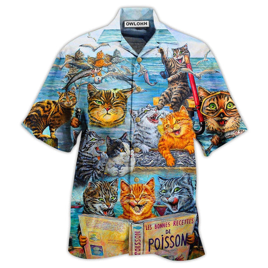Hawaiian Shirt / Adults / S Cat Taught Man To Fish And Bring It To Them - Hawaiian Shirt 
